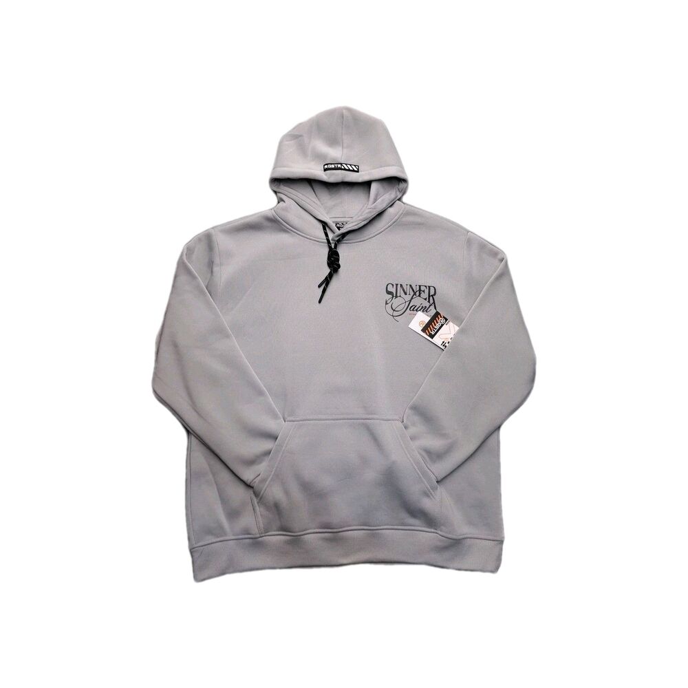 NWT RGSTR Hoodie Sweatshirt Front Pocket Men's Graphic Print Light Gray Size M